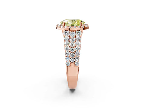 Rose gold Fancy Yellow Oval Cut Halo Pavé Diamond Engagement Ring with Split Shank and Four-Prong Setting_5