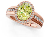 Rose gold Fancy Yellow Oval  Cut Halo Pave Band Four-Prong Ring_50