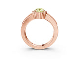 Rose gold Fancy Yellow Oval  Cut Halo Pave Band Four-Prong Ring_52