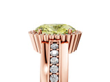 Rose gold Fancy Yellow Oval  Cut Halo Pave Band Four-Prong Ring_54