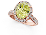 Rose gold Fancy Yellow Oval  Cut Halo Pave Band Four-Prong Setting Ring_38