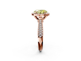 Rose gold Fancy Yellow Oval  Cut Halo Pave Band Four-Prong Setting Ring_39