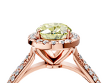 Rose gold Fancy Yellow Oval  Cut Halo Pave Band Four-Prong Setting Ring_41