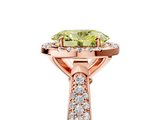 Rose gold Fancy Yellow Oval  Cut Halo Pave Band Four-Prong Setting Ring_42