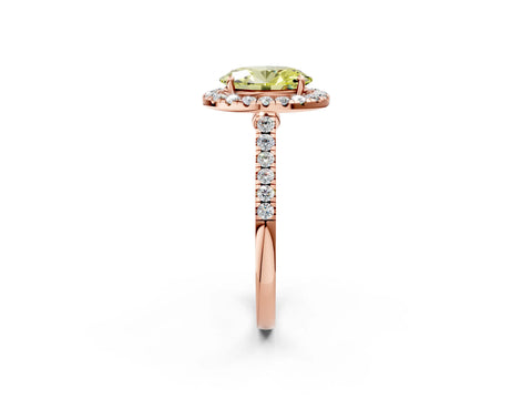 Rose gold Fancy Yellow Oval Cut Halo Pave Diamond Engagement Ring with Four-Prong Setting_2