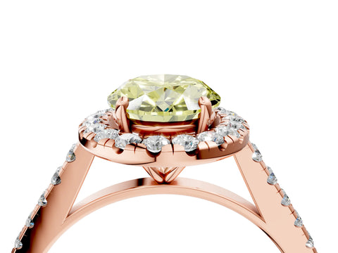 Rose gold Fancy Yellow Oval Cut Halo Pave Diamond Engagement Ring with Four-Prong Setting_4