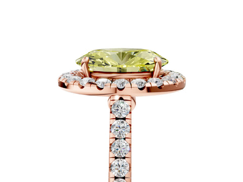 Rose gold Fancy Yellow Oval Cut Halo Pave Diamond Engagement Ring with Four-Prong Setting_5