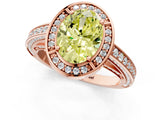 Rose gold Fancy Yellow Oval  Cut Halo Pave Split Shank Prong Setting Ring_33
