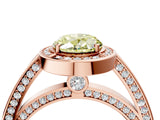 Rose gold Fancy Yellow Oval  Cut Halo Pave Split Shank Prong Setting Ring_36