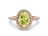 Rose gold Fancy Yellow Oval Cut Halo Round Diamond Pavé Band with Four-Prong Setting_3