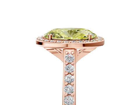 Rose gold Fancy Yellow Oval Cut Halo Round Diamond Pavé Band with Four-Prong Setting_8
