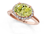 Rose gold Fancy Yellow Oval Cut Halo Round Diamond Solitaire Engagement Ring with Pave Band and Four-Prong Setting_13