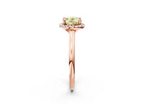Rose gold Fancy Yellow Oval Cut Halo Round Diamond Solitaire Engagement Ring with Pave Band and Four-Prong Setting_14