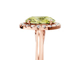 Rose gold Fancy Yellow Oval Cut Halo Round Diamond Solitaire Ring with Pavé Band and Four-Prong Setting_5