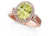 Rose gold Fancy Yellow Oval Cut Halo Round Diamond Twist Band with Four-Prong Setting_1