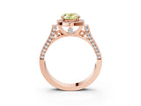 Rose gold Fancy Yellow Oval Cut Halo Round Diamond Twist Band with Four-Prong Setting_3