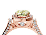 Rose gold Fancy Yellow Oval Cut Halo Round Diamond Twist Band with Four-Prong Setting_4