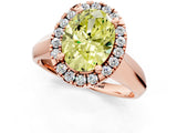Rose gold Fancy Yellow Oval  Cut Halo Solitaire Engagement Ring with Square Band and Four-Prong Setting_114