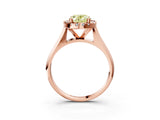 Rose gold Fancy Yellow Oval  Cut Halo Solitaire Engagement Ring with Square Band and Four-Prong Setting_69