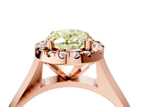 Rose gold Fancy Yellow Oval  Cut Halo Solitaire Engagement Ring with Square Band and Four-Prong Setting_70