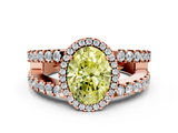 Rose gold Fancy Yellow Oval  Cut Halo Split Shank Diamond Ring with Four-Prong Setting_45