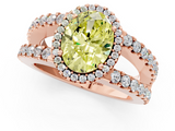 Rose gold Fancy Yellow Oval  Cut Halo Split Shank Diamond Ring with Four-Prong Setting_46