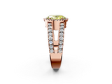 Rose gold Fancy Yellow Oval  Cut Halo Split Shank Diamond Ring with Four-Prong Setting_47