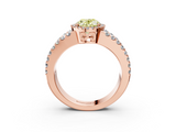 Rose gold Fancy Yellow Oval  Cut Halo Split Shank Diamond Ring with Four-Prong Setting_48