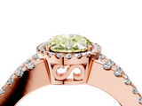 Rose gold Fancy Yellow Oval  Cut Halo Split Shank Diamond Ring with Four-Prong Setting_49