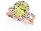 Rose gold Fancy Yellow Oval  Cut Halo Split Shank Pave Set Ring_63