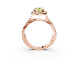 Rose gold Fancy Yellow Oval  Cut Halo Split Shank Pave Set Ring_65
