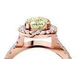 Rose gold Fancy Yellow Oval  Cut Halo Split Shank Pave Set Ring_66