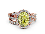 Rose gold Fancy Yellow Oval  Cut Halo Split Shank Prong Setting Ring_12