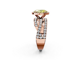 Rose gold Fancy Yellow Oval  Cut Halo Split Shank Prong Setting Ring_61