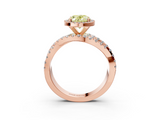 Rose gold Fancy Yellow Oval  Cut Halo Split Shank Prong Setting Ring_62