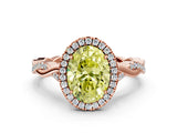 Rose gold Fancy Yellow Oval Cut Halo Twist Band with Four-Prong Setting_12