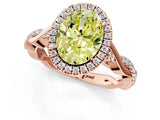 Rose gold Fancy Yellow Oval Cut Halo Twist Band with Four-Prong Setting_13
