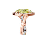 Rose gold Fancy Yellow Oval Cut Halo Twist Band with Four-Prong Setting_5