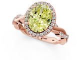Rose gold Fancy Yellow Oval  Cut Halo Twisted Band Four-Prong Ring_21