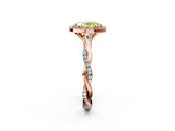 Rose gold Fancy Yellow Oval  Cut Halo Twisted Band Four-Prong Ring_22
