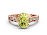 Rose gold Fancy Yellow Oval  Cut Milgrain Channel Set Engagement Ring with Solitaire Prong Setting_79