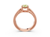 Rose gold Fancy Yellow Oval  Cut Milgrain Channel Set Engagement Ring with Solitaire Prong Setting_82