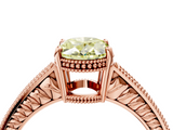 Rose gold Fancy Yellow Oval  Cut Milgrain Channel Set Engagement Ring with Solitaire Prong Setting_83