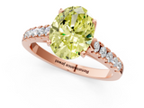 Rose gold Fancy Yellow Oval  Cut Pavé Band Solitaire Ring with Four-Prong Setting_26