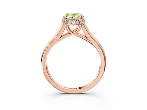 Rose gold Fancy Yellow Oval Cut Solitaire Diamond Engagement Ring with Four-Prong Setting and Tapered Band_3