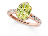 Rose gold Fancy Yellow Oval Cut Solitaire Diamond Engagement Ring with Pavé Band and Six-Prong Setting_13