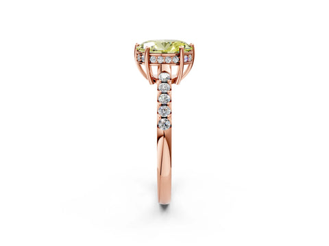 Rose gold Fancy Yellow Oval Cut Solitaire Diamond Engagement Ring with Pavé Band and Six-Prong Setting_14