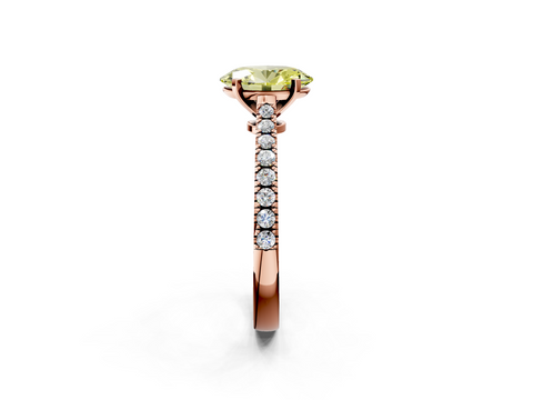 Rose gold Fancy Yellow Oval  Cut Solitaire Diamond Engagement Ring with Pave Band and Four-Prong Setting_166