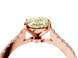 Rose gold Fancy Yellow Oval  Cut Solitaire Diamond Engagement Ring with Pave Band and Four-Prong Setting_168