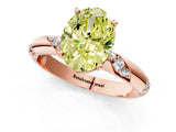 Rose gold Fancy Yellow Oval Cut Solitaire Diamond Engagement Ring with Twisted Pave Band and Four-Prong Setting_4